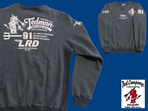 テッドマン/TEDMAN/Lサイズ/スウェットトレーナー/TDSW-1180/ネイビー/新品/送料無料/エフ商会/アメカジ/バイカー