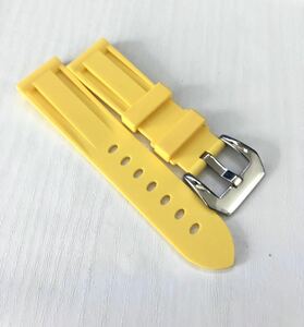22mm パイプチューブ付属　腕時計 メンズ用 シリコン ラバーベルト イエロー 黄色 【対応】パネライ