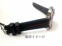 20mm 腕時計 交換用 ラバーベルト カーブエンド ブラック×レッド 黒×赤 【対応】ロレックス サブマリーナ/GMTマスター/デイトナ Rolex_画像2