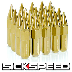 SICKSPEED spike nut Gold chrome M14x1.5 90mm wheel nut LS460 charger Camaro Challenger 300C Schic Speed 