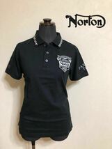Norton motorcycles ENGLAND ノートン レディース ポロシャツ トップス 半袖 ブラック チェッカー サイズS バイク 92N1200F 黒_画像1