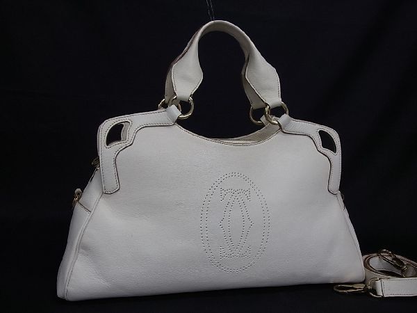 日本初売  ベージュ系 ハンドバッグ 《極美品》Cartier（カルティエ）レザー ハンドバッグ