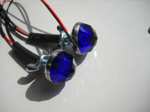 グラス　ガラス　光る　ナンバープレートボルト　ブルーレンズ　2個セット　12V　LED　ライセンスプレート　リフレクター　デコレーション