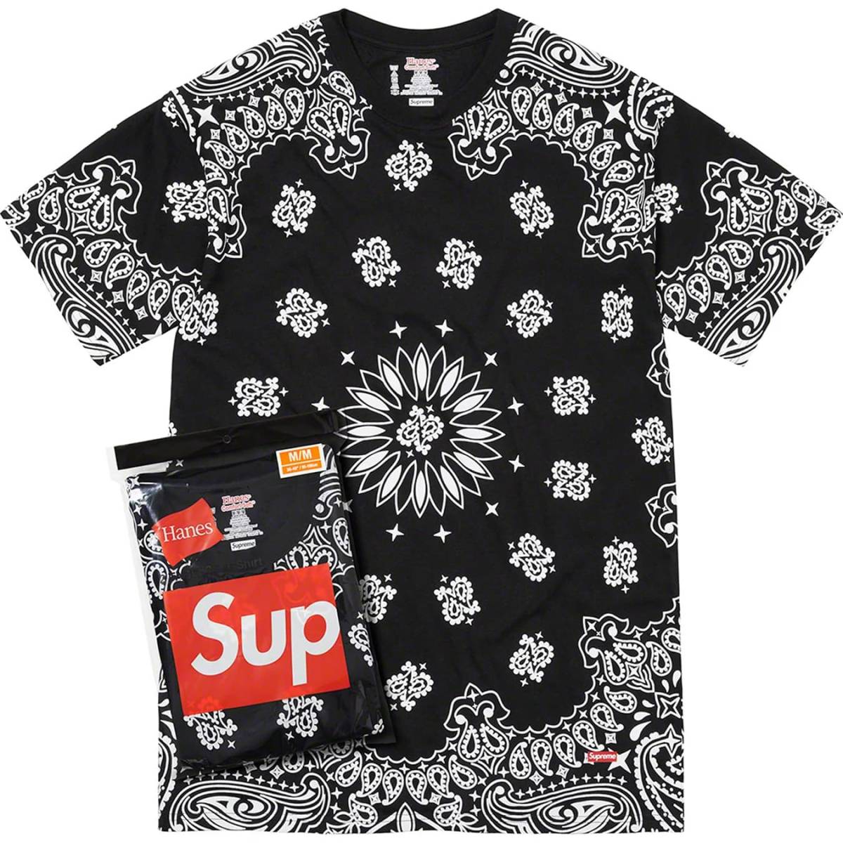 PayPayフリマ|Supreme/Hanes Bandana Tagless Tees 黒 M 1枚売り