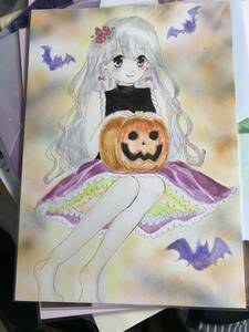 Art hand Auction Halloween pumpkin/handwritten illustration, comics, anime goods, hand drawn illustration