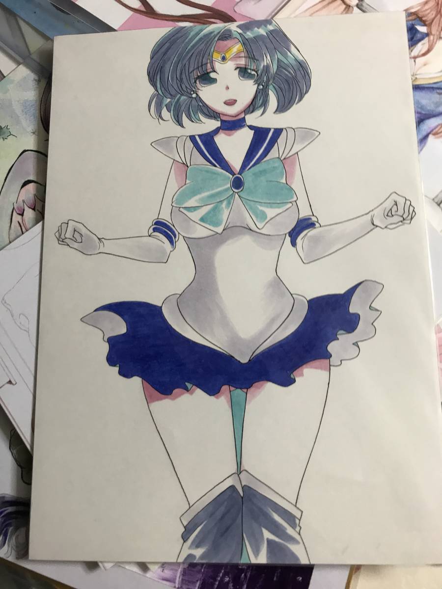 Sailor Mercury udu illustration dessinée à la main, Des bandes dessinées, Produits d'anime, Illustration dessinée à la main