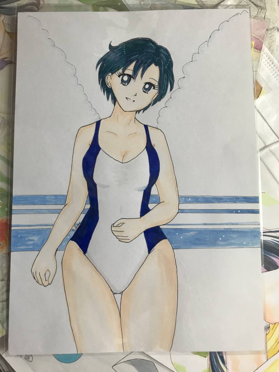 Maillot de bain Ami Mizuno/illustration manuscrite, des bandes dessinées, produits d'anime, illustration dessinée à la main