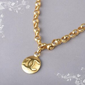  очень редкий прекрасный товар Chanel CHANEL здесь Mark цепь колье 2WAY подвеска Vintage Gold аксессуары 02 год производства *ae.g/f.b