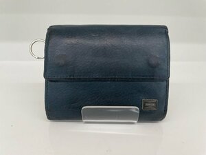 *[PORTER]* Porter Yoshida 3. folding purse * navy leather / use impression equipped cheap /km0545