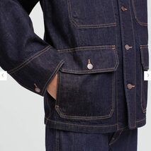 新品未使用 UNIQLO U ユニクロU デニム ワーク ジャケット M NAVY 2020AW 定価7689円 元 エルメスHERMES デザイナー ルメール カバーオール_画像3