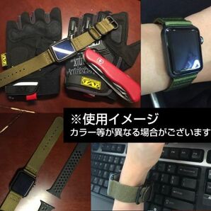 apple watch 38mm用 ナイロン製ミリタリーストラップ バンド ベルト nato風 ブラック ストライプの画像5