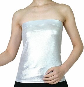  tube top silver lustre lame entering bare top dress inner 