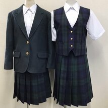 OT498-1(中古) 栃木県 清原中学校(旧制服) 6点セット /160/W60/W63/ブレザー/ブラウス/スカート/チェック柄/制服/女子学生/学生服/卒業生品_画像1