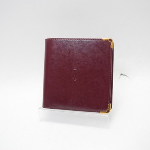  postage included CARTIER Cartier two . folded wallet compact wallet Must du Cartier bordeaux consumption tax including 