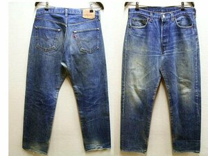 ◇即決[W35]サンプル級の鬼ヒゲ 内股シングルステッチ ハチマル Levi's 501 ビンテージ 80年代 80's USA製 デニム パンツ■4602