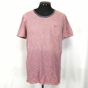 SCOTCH＆SODA/スコッチ&ソーダ★半袖Tシャツ【メンズL/ピンク/ボーダー】◆BG806