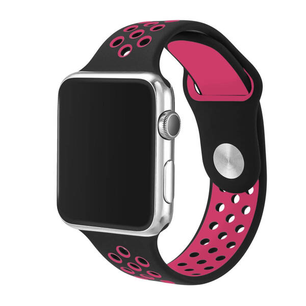 38MM/40MM ブラック/ローズ Apple Watch用 バンド シリコン製 多空気穴通気性 スポーツ アップルウォッチ Apple Watch Series 6/5/4/3/2/1