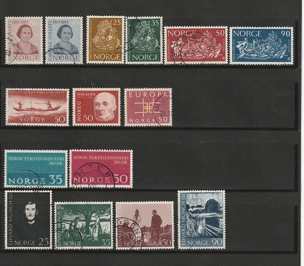全国通販OK (おまとめ済み)外国切手　ノルウェー　鳩　1種15枚 各種パーツ