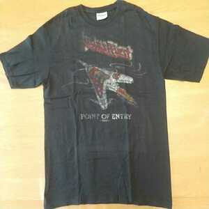 ジューダス・プリースト【正規品】 Judas Priest ロックTシャツ⑥ Sサイズ相当(Mサイズ) 黒 USED Point of Entry