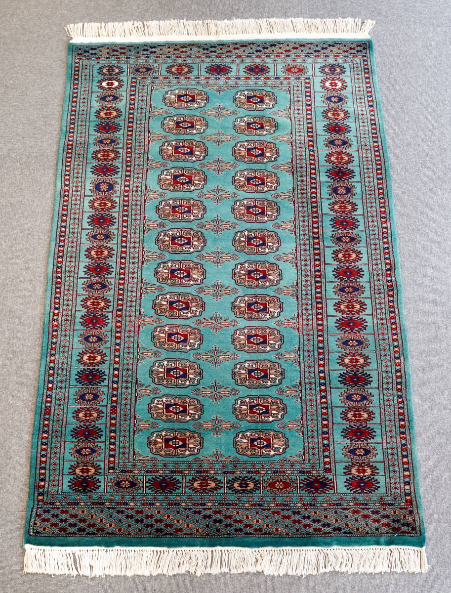 高品質 ボハラデザイン パキスタン手織り絨毯 190×127cm トライバル