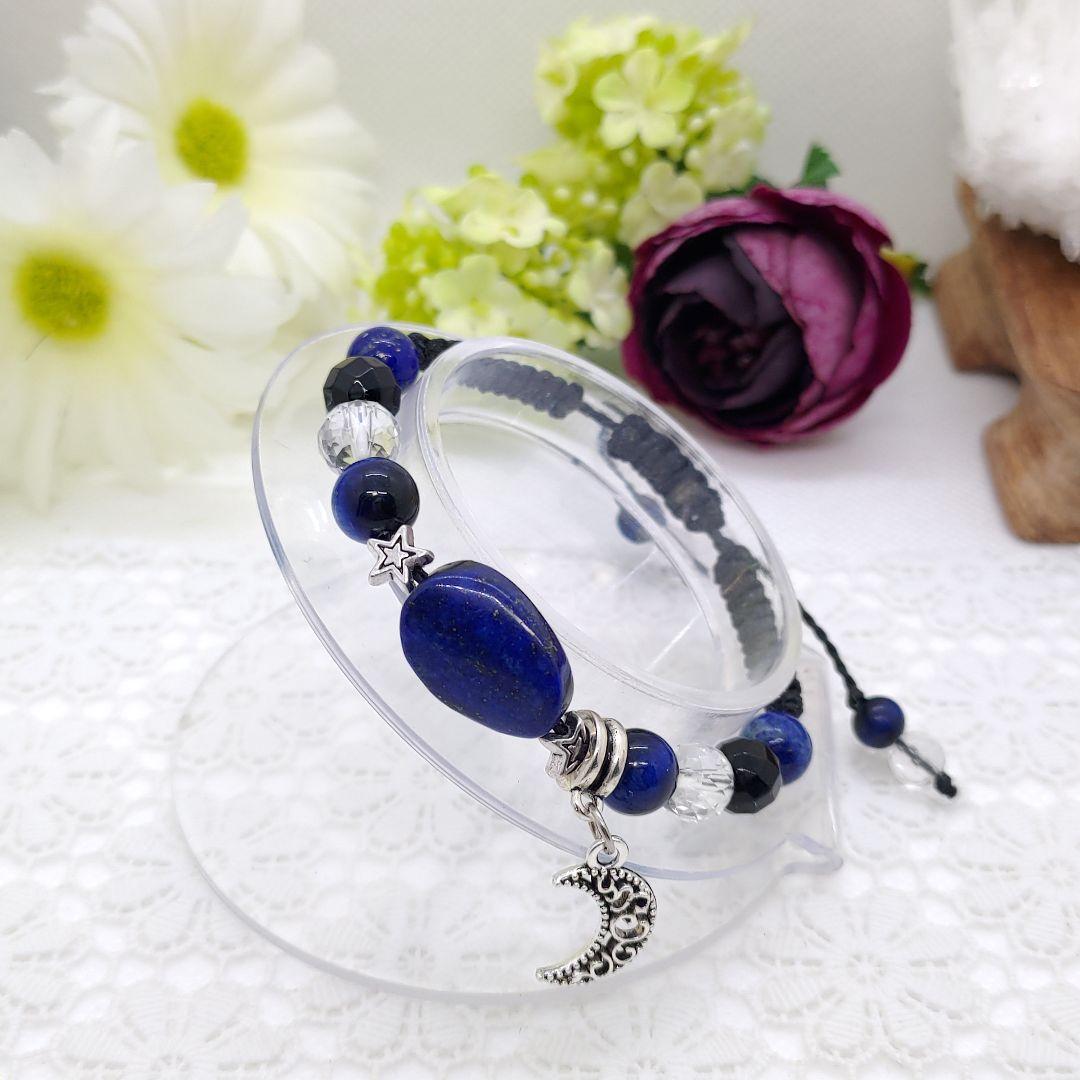 Natural stone macrame bracelet◆Lapis lazuli◆Onyx◆Tiger eye◆Moon and star, Handmade, Accessories (for women), others