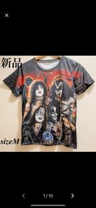 新品　ブラック地ハードロックバンド★KISS★ユニセックス★Tシャツ★M