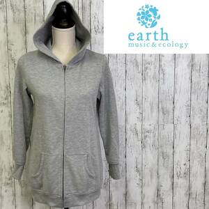 earth music&ecology* Earth Music and ecology * lady's long height cotton Blend full Zip Parker * size S 8-72