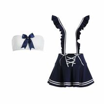 最新作 2点セット 超可愛い セーラー服 ★トップス.スカート 学生服.コスプレ.ランジェリー ネイビー/白 女子高生 ハロウィン 男女兼用_画像9