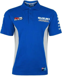 ★送料無料★Suzuki Ecstar Bike MotoGP Superbike Polo Shirt スズキ モーターサイクル ポロシャツ 半袖 ブルー Mサイズ
