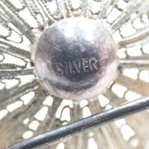 L072 ヴィンテージ ブローチ シルバーアメジスト フィリグリー 線細工 天然石/アクセサリー Vintage Silver broochの画像6