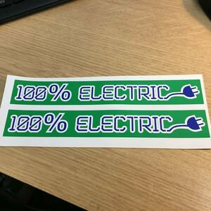 送料無料 100% Electric EV Sticker Smart Leaf Tesla ステッカー シール デカール 2枚セット 電気自動車 220mm x 35mm