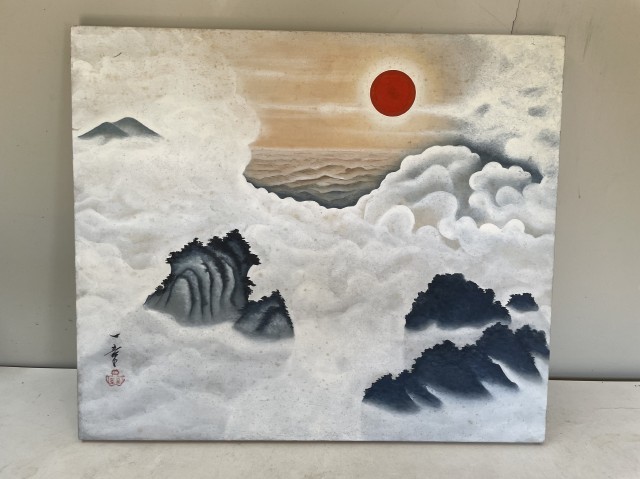 お求めやすく価格改定 韓国画家 李東拭の額入り絵画 サイン有り絵の