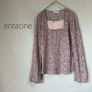 ◎enracine アンラシーネ ニットソー ニット 長袖ニット ニットカットソー レディース Mサイズ 小花柄 レトロ