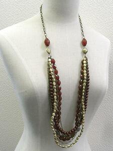 * acrylic fiber beads *7 ream long necklace wine red 09-0605