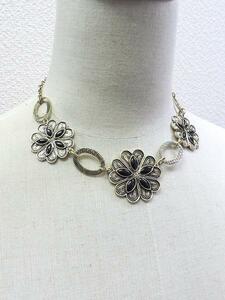 # metal # Short necklace * flower Heart! gold old beautiful!08-0825