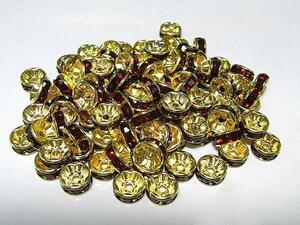 Art hand Auction Flat Rondelle Gold x Garnet Color 8mm Set of 100 6000394☆, Handcraft, Handicrafts, Beadwork, Metal parts