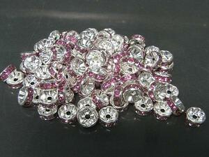 Art hand Auction Flat Rondelle Silver x Rose Color Approx. 8mm Set of 100 6000398☆, Handcraft, Handicrafts, Beadwork, Metal parts