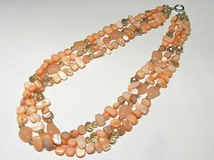 * shell × cut beads *3 ream necklace orange 02-597