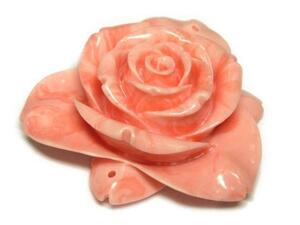 珊瑚（練り） 薔薇型パーツ ピンク 約47×20mm 1個 6001388☆