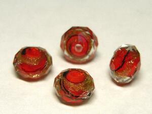 * dragonfly sphere * button cut approximately 18 bead . pattern red approximately 8mm 06-0695