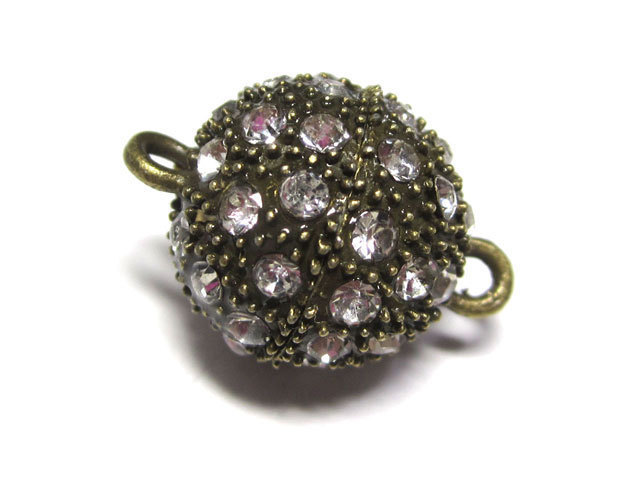 Magnetic clasp, round rhinestone, antique brass, approx. 23 x 15 mm [10 pieces], magnetic clasp, fastener, 6001775☆, Handcraft, Handicrafts, Beadwork, Metal parts