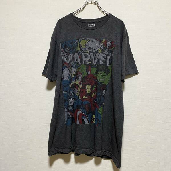 アメリカ古着　MARVEL マーベル　集合プリント　スパイダーマン　アイアンマン　ハルク　ビッグサイズ　半袖Tシャツ　【F18】