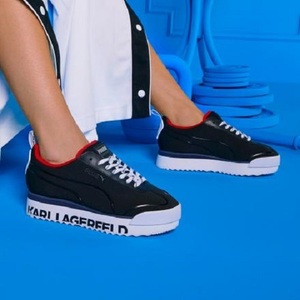  Puma Karl Rugger ferudo collaboration Rome amo-re22.5cm regular price 14300 jpy black black ROMA AMOR KARL LAGERFELD lady's sneakers 