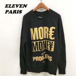  не использовался /S/ ELEVEN PARIS черный тренировочный Gold принт casual уличный tops мужской женский чёрный длинный рукав eleven Париж 