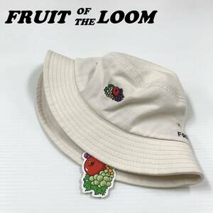 未使用 FRUIT OF THE LOOM ホワイト バケットハット メンズ レディース アウトドア タグ キャンプソロキャンスポーツ フルーツオブザルーム