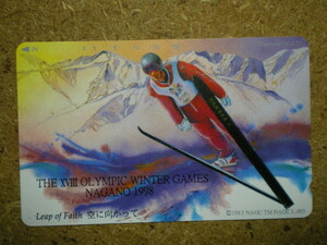 naga*271-3717 ski Jump Nagano Olympic Nagano . wheel telephone card 
