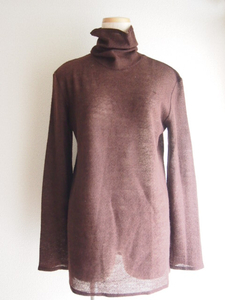 r501[USED] MOGA Moga ta-toru neck long sleeve light ground knitted Brown tea high‐necked knitted long sleeve knitted plain knitted 