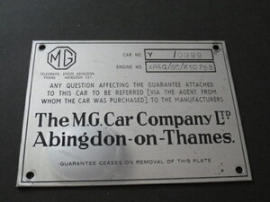 MG company original car body plate * article limit * ok tagon*MGA*MGB*MGmi jet * Austin Healey * Mini Cooper *BMG