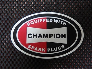 ** immediate payment! treasure!!* Champion spark-plug sticker *CHAMPION SPARK PLUGS* oval / ellipse * sticker by Monkey navy blue g**