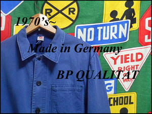 ★雰囲気系の１着★Made in Germany製ドイツ製BP QUALITATビーピークォリタットビンテージインクブルーコットンユーロワークジャケット48M